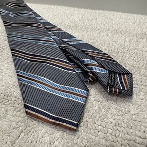 Boyds Philadelphia Tie Blue Gray Diagonal Stripe Repp Jacquard Italy 100% Silk